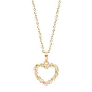 8kt. guldvedhæng hjerte m/cz inkl. forg. sølvkæde
