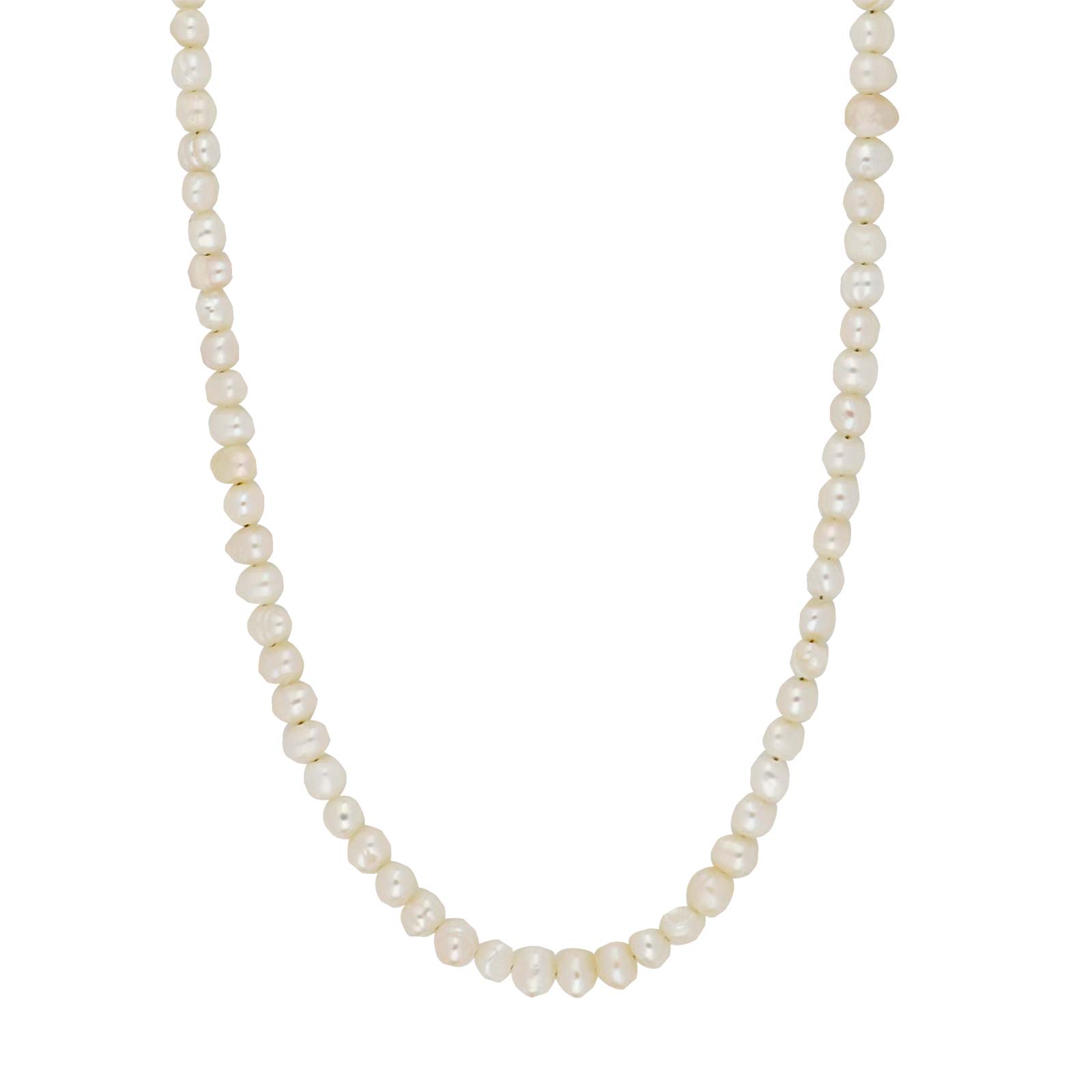 Ferskvandsperlekæde m/rhod. sølv lås 4 mm