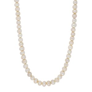 Ferskvandsperlekæde m/rhod. forg. lås 6 mm