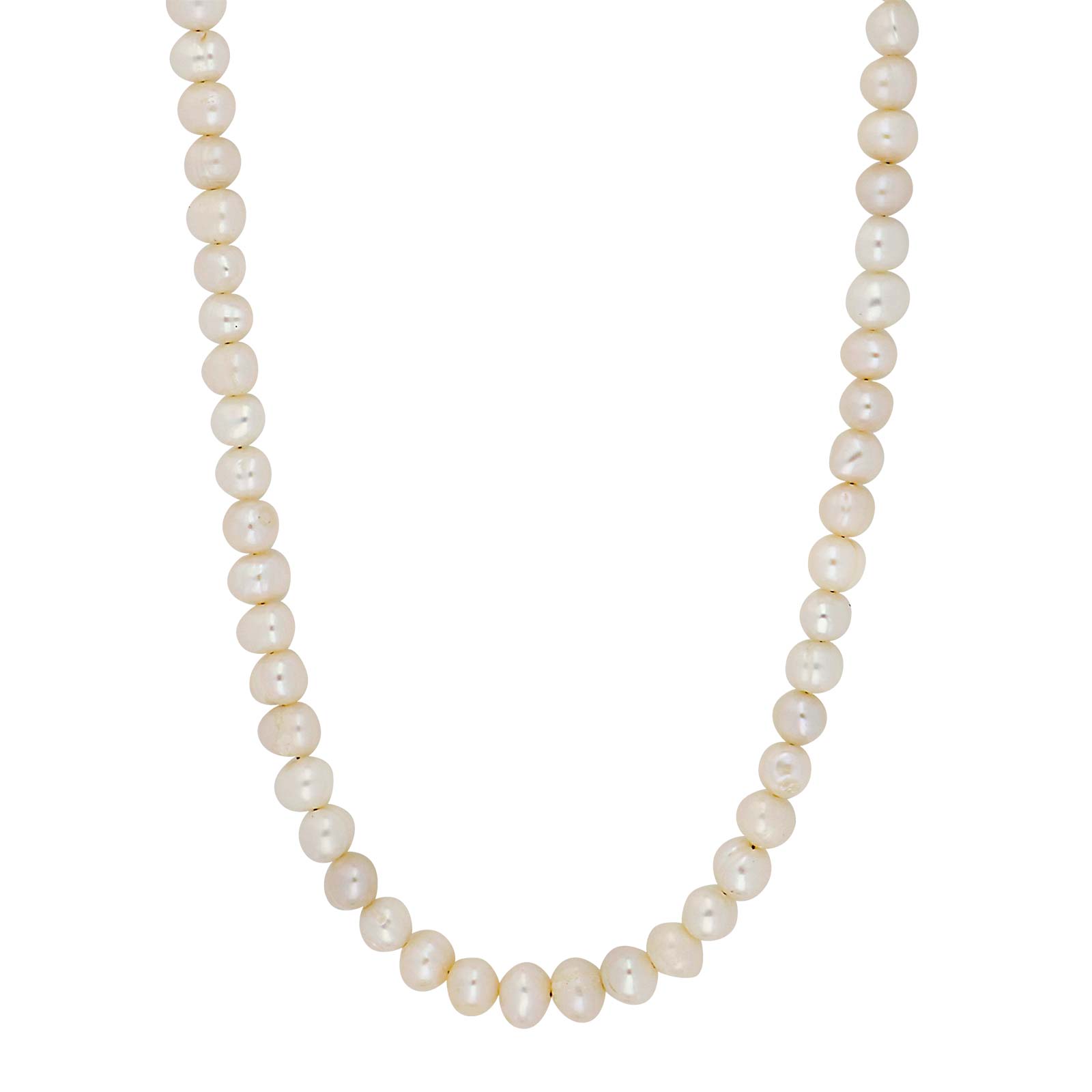 Ferskvandsperlekæde m/rhod. forg. lås 6 mm