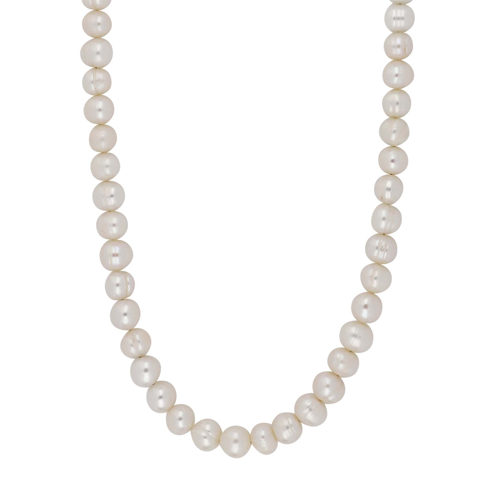 Ferskvandsperlekæde m/rhod. sølv lås 8 mm