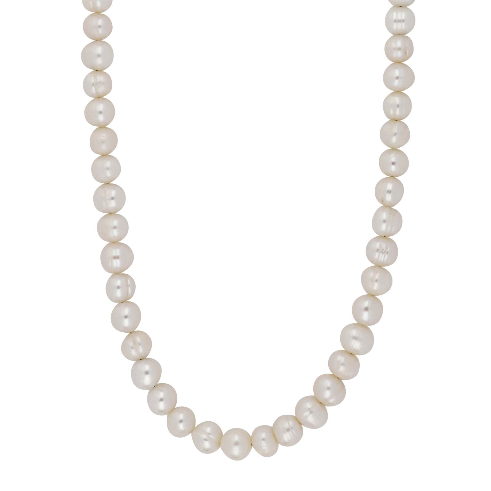 Ferskvandsperlekæde m/rhod. forg. lås 8 mm