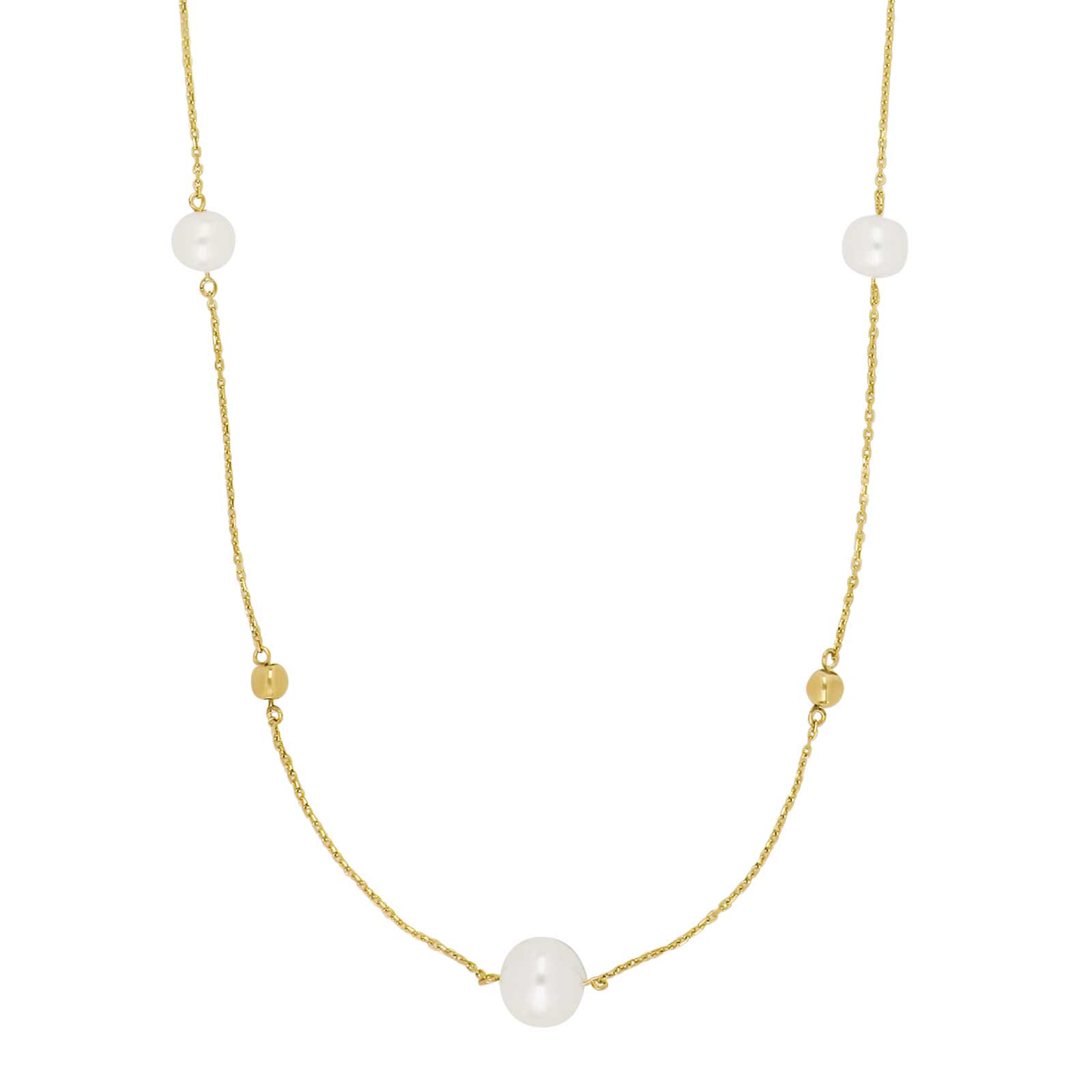 9kt. Guld halskæde m/ fvk. perler