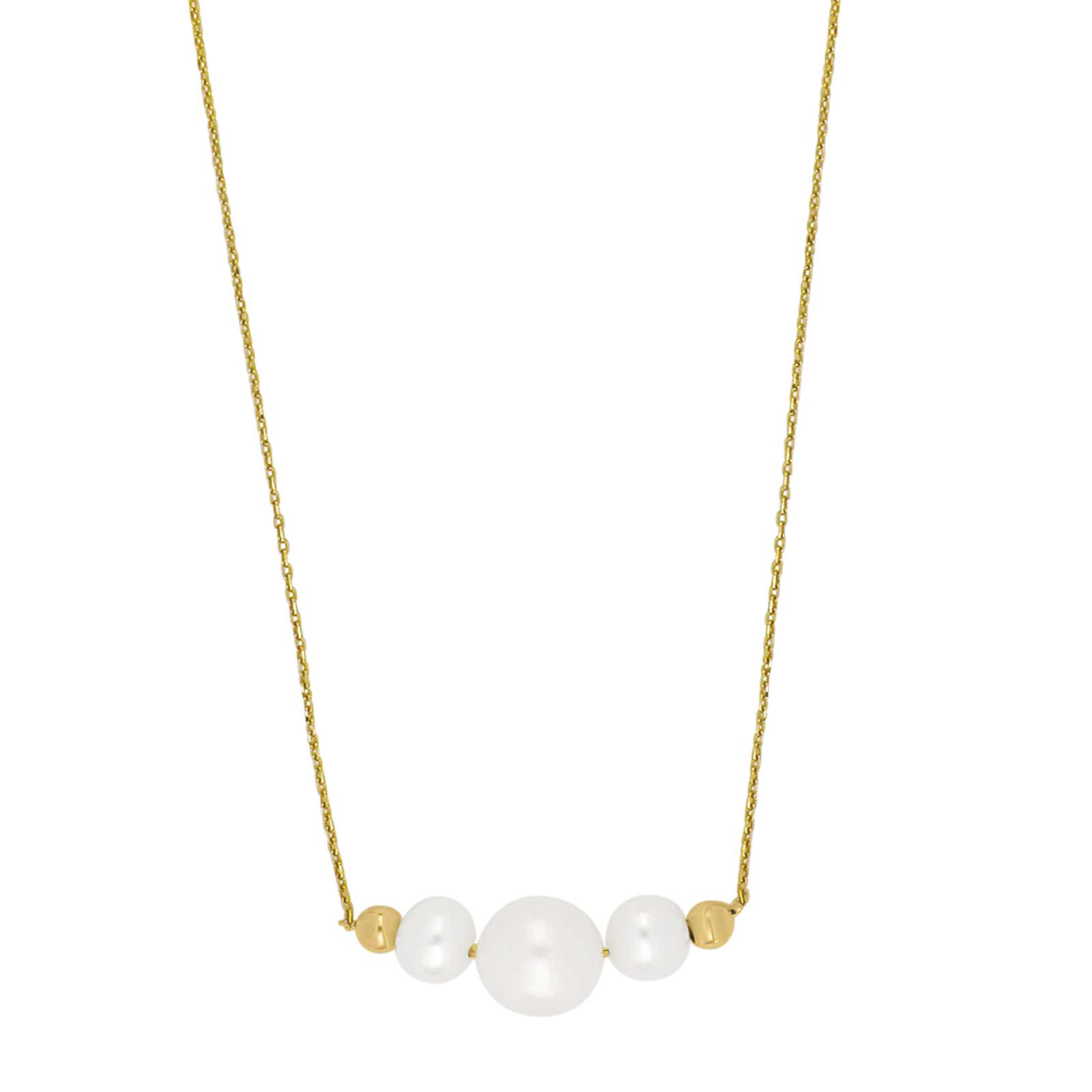 9kt. Guld halskæde m/ fvk. perler