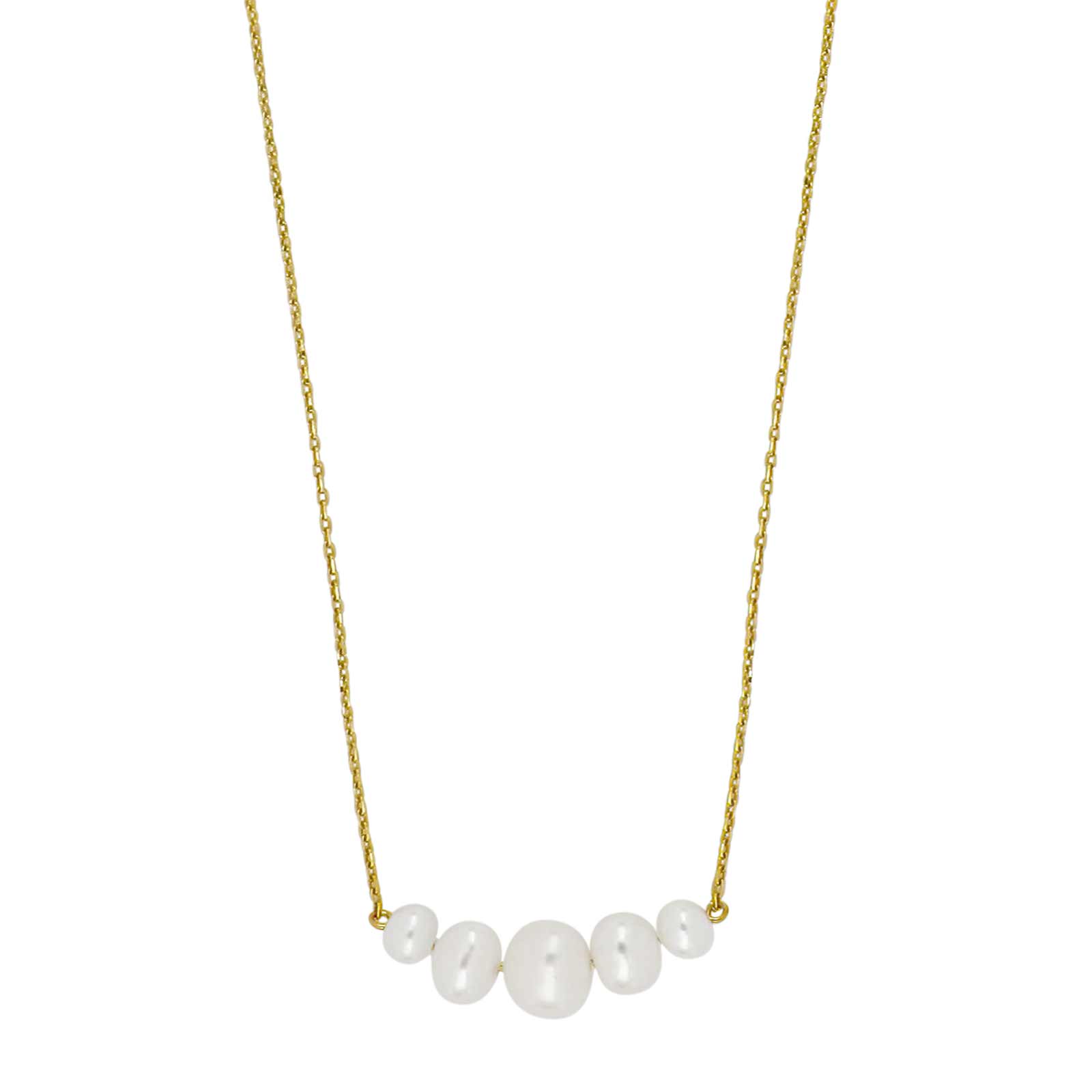 9kt. Guld halskæde m/ fvk. perler