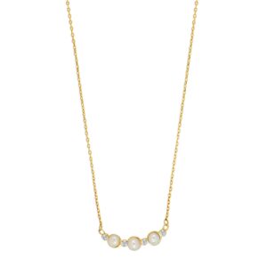 8kt. guldhalskæde m/perler og cz