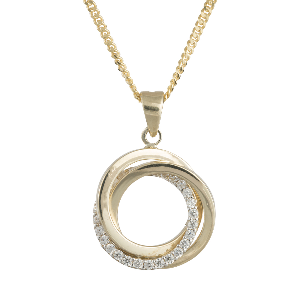 8kt. guldvedhæng m/cz inkl. 8kt. kæde