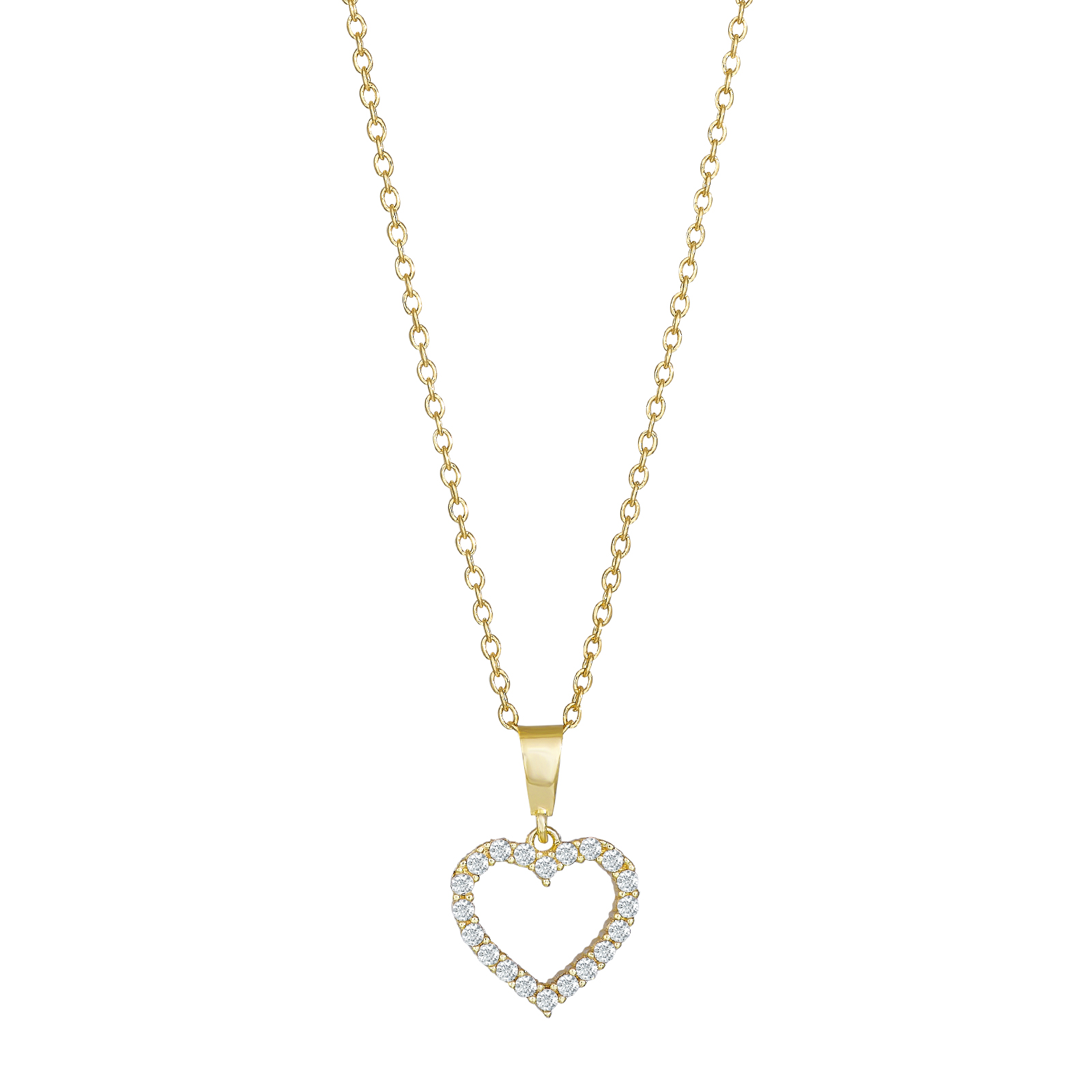 8kt. guldvedhæng hjerte m/cz inkl. 8kt. kæde