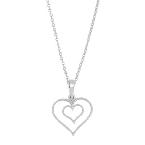 SIERSBØL sølv rhod. vedhæng hjerter 15mm m.kæde