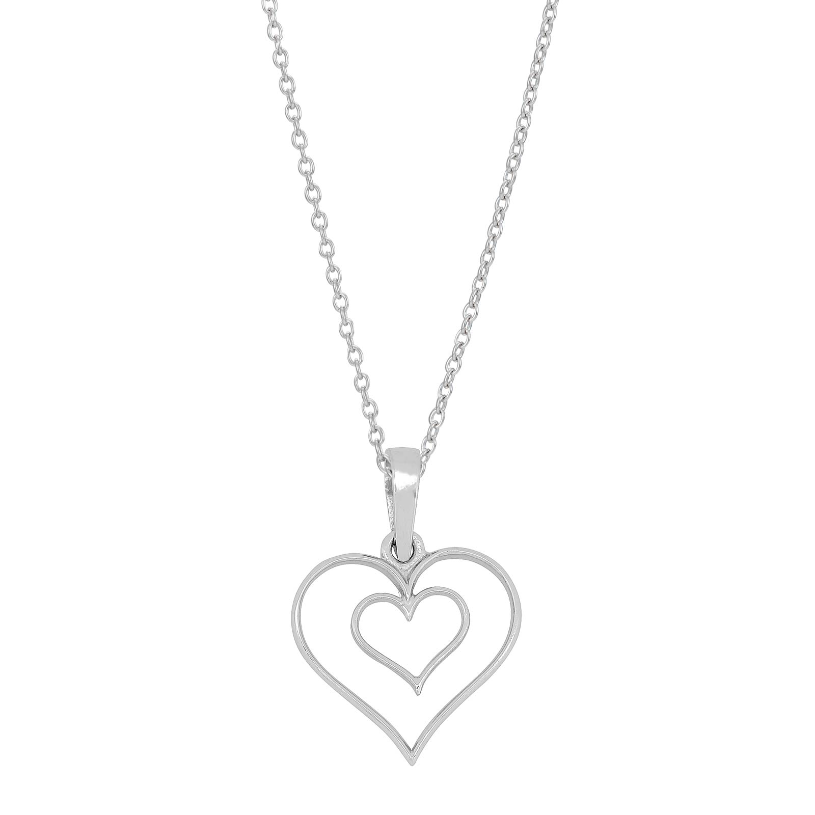 SIERSBØL sølv rhod. vedhæng hjerter 15mm m.kæde