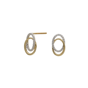 14kt. guldørestikker ovale m/dia. 0.14ct W/SI