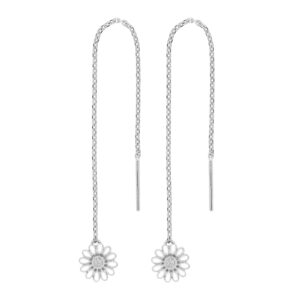 Rhod. sølvørekæde Marguerit 7mm