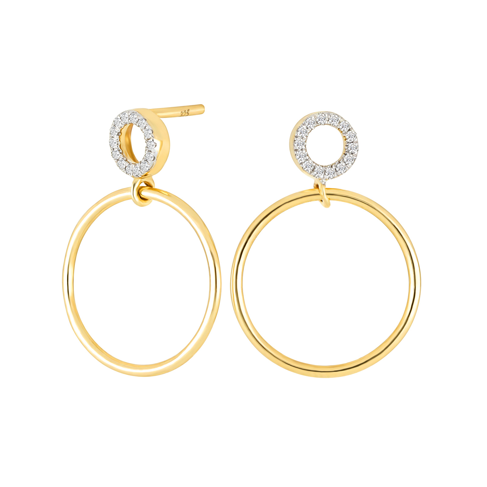 14kt. guldørehænger m/dia. 0.05ct W/SI