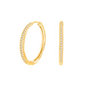 14kt. guldcreoler m/dia. 0.11ct W/SI 18mm