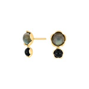 Sølv forg. ørestik m/labradorit + onyx