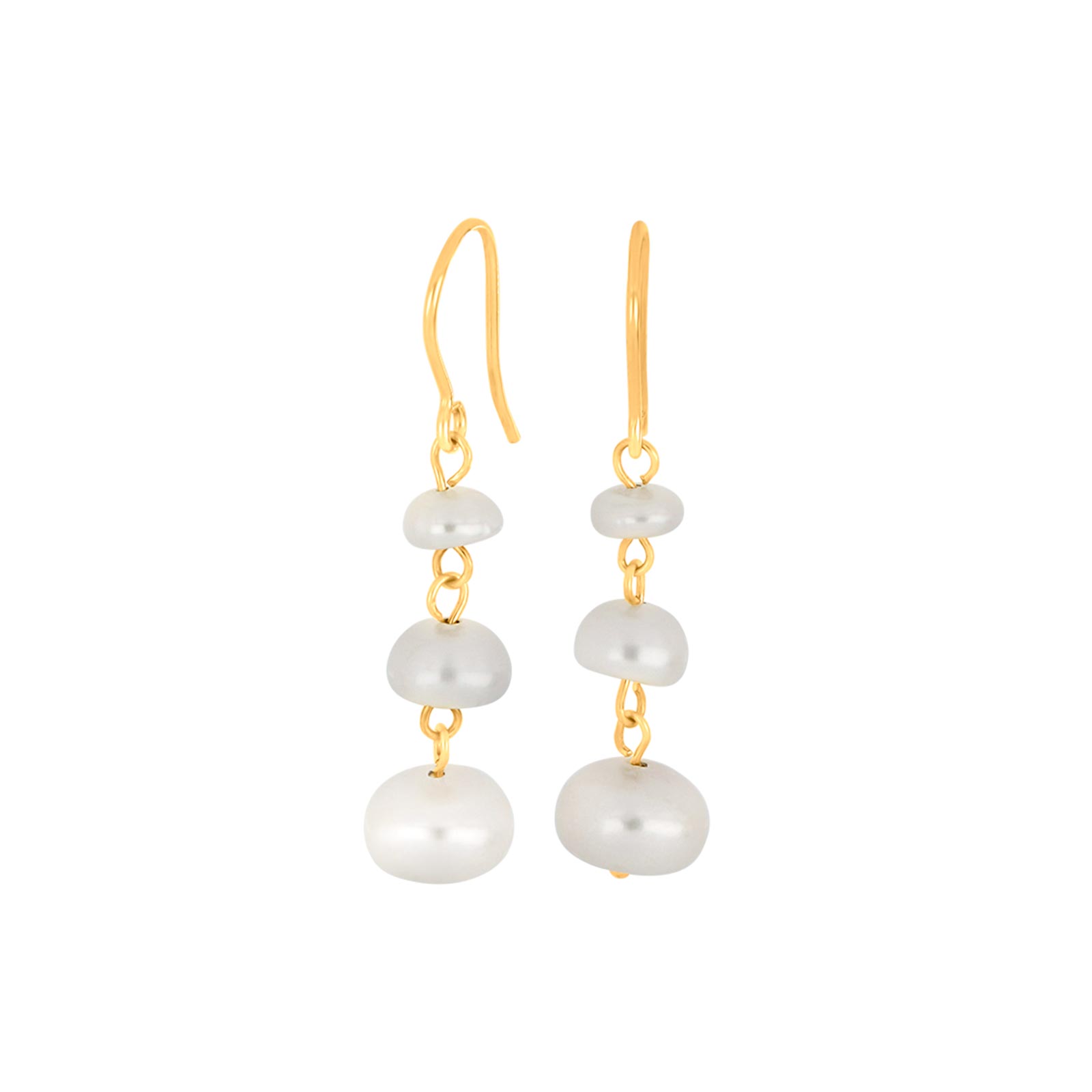 8kt. guldørehænger 3*ferskvandsperler