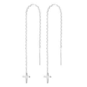 Rhod. sølvørekæde m/kors