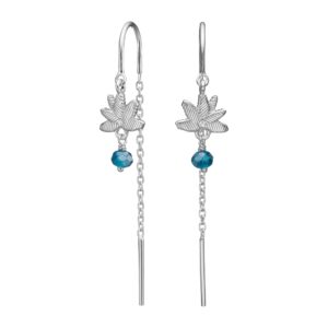 Rhd. sølv ørehængere blå blomst BRODERIE52