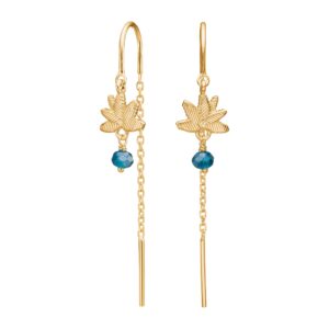 Forgyldt sølv ørehængere blå blomst BRODERIE52