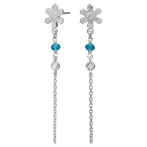 Rhd. sølv ørehængere aqua blomst BRODERIE52