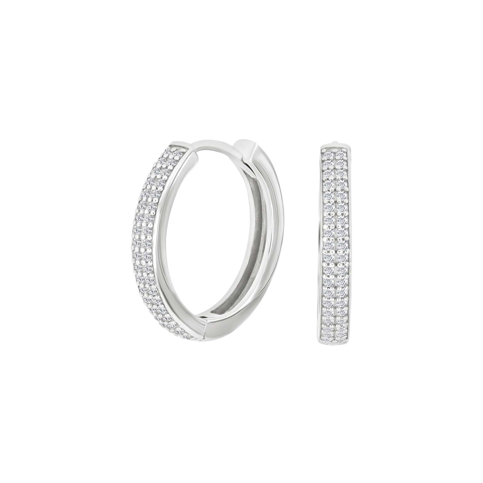 Rhod. sølv creoler m/cz 20mm