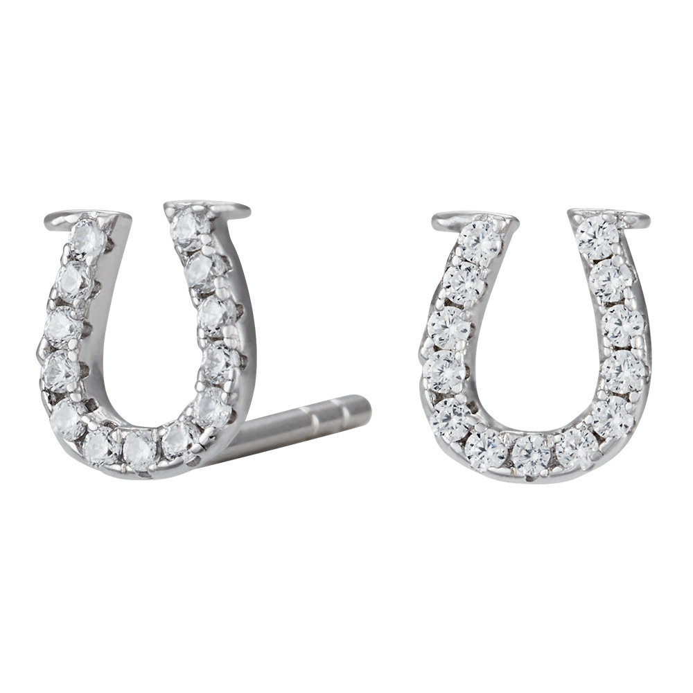 Rhd. sølv ørestikker hestesko 7mm med cz