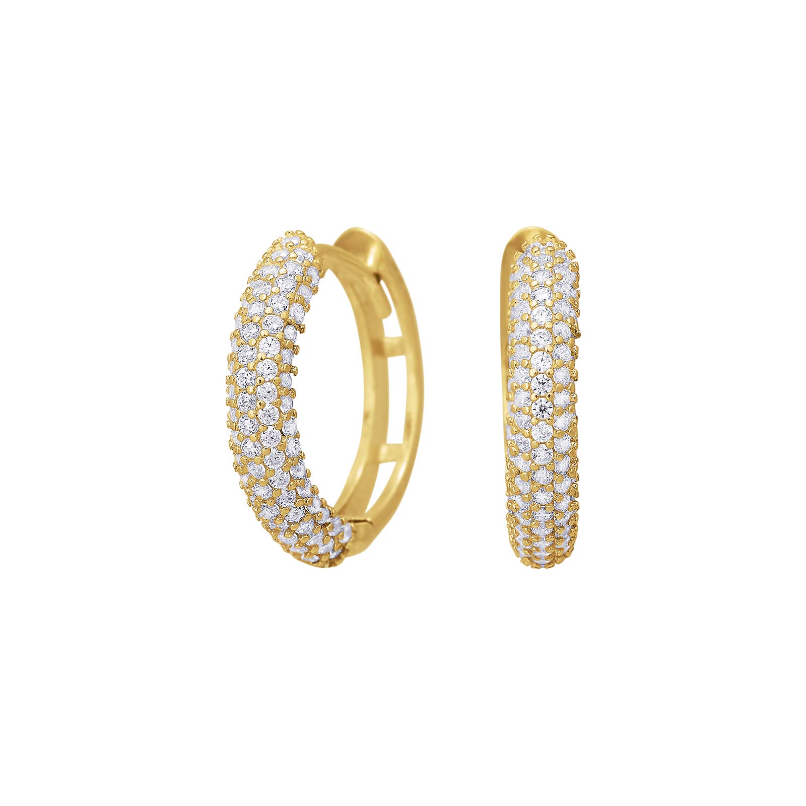 8kt. guldcreoler m/cz pave 15mm