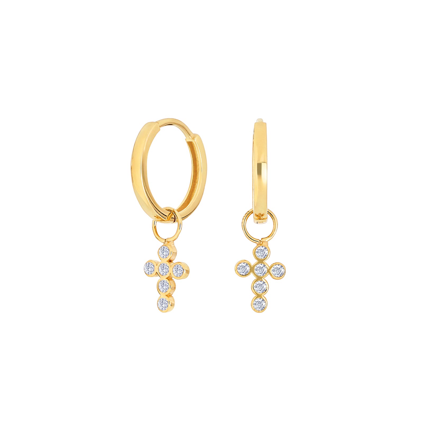 8kt. guldcreoler m/cz kors