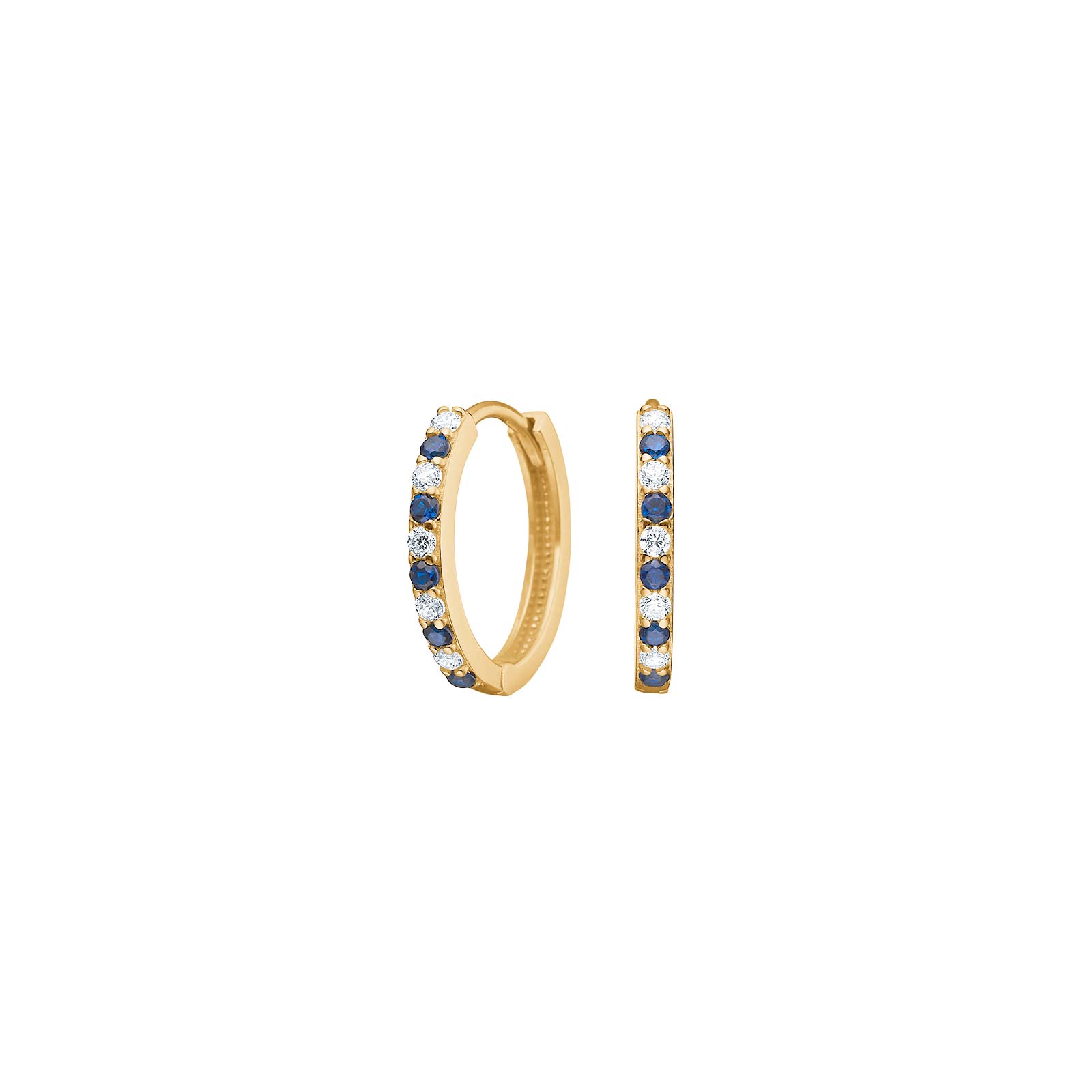 8kt. guldcreoler m/synt. safir og cz