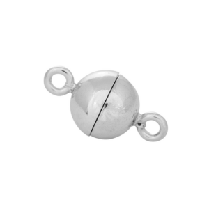 Rhod. Sølv magnet perlelås 10mm blank