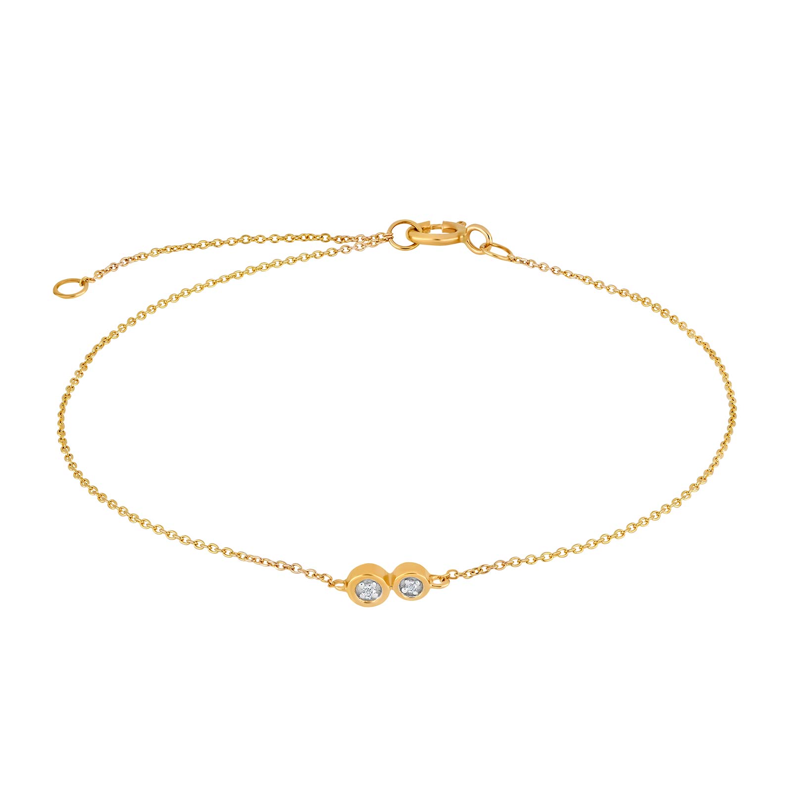 14kt. guldarmbånd m/ 2 x dia. 0.01ct W/SI