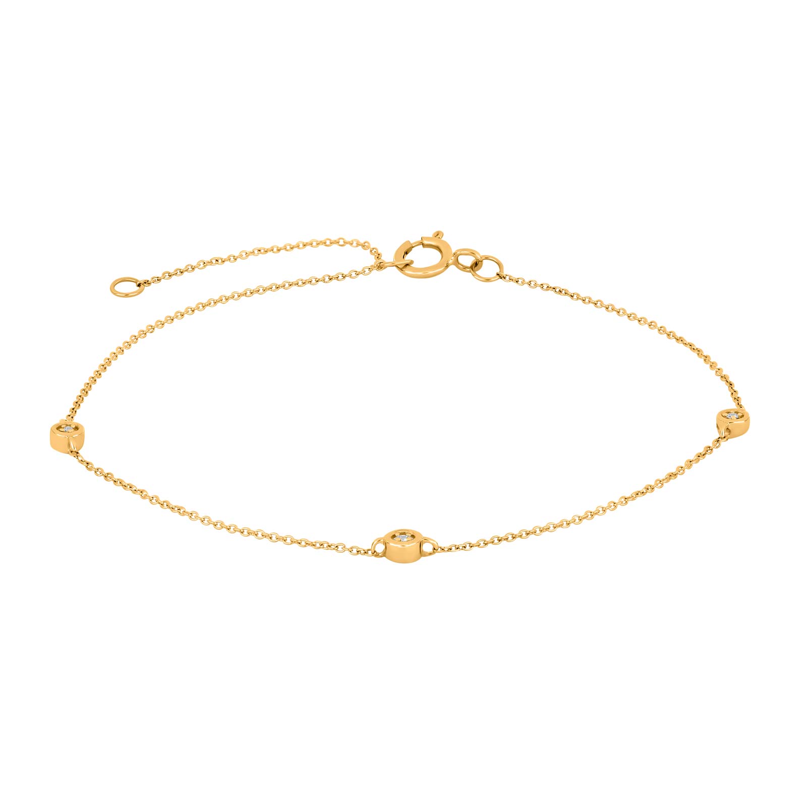 14kt. guldarmbånd m/ 3 x dia. 0.01ct W/SI