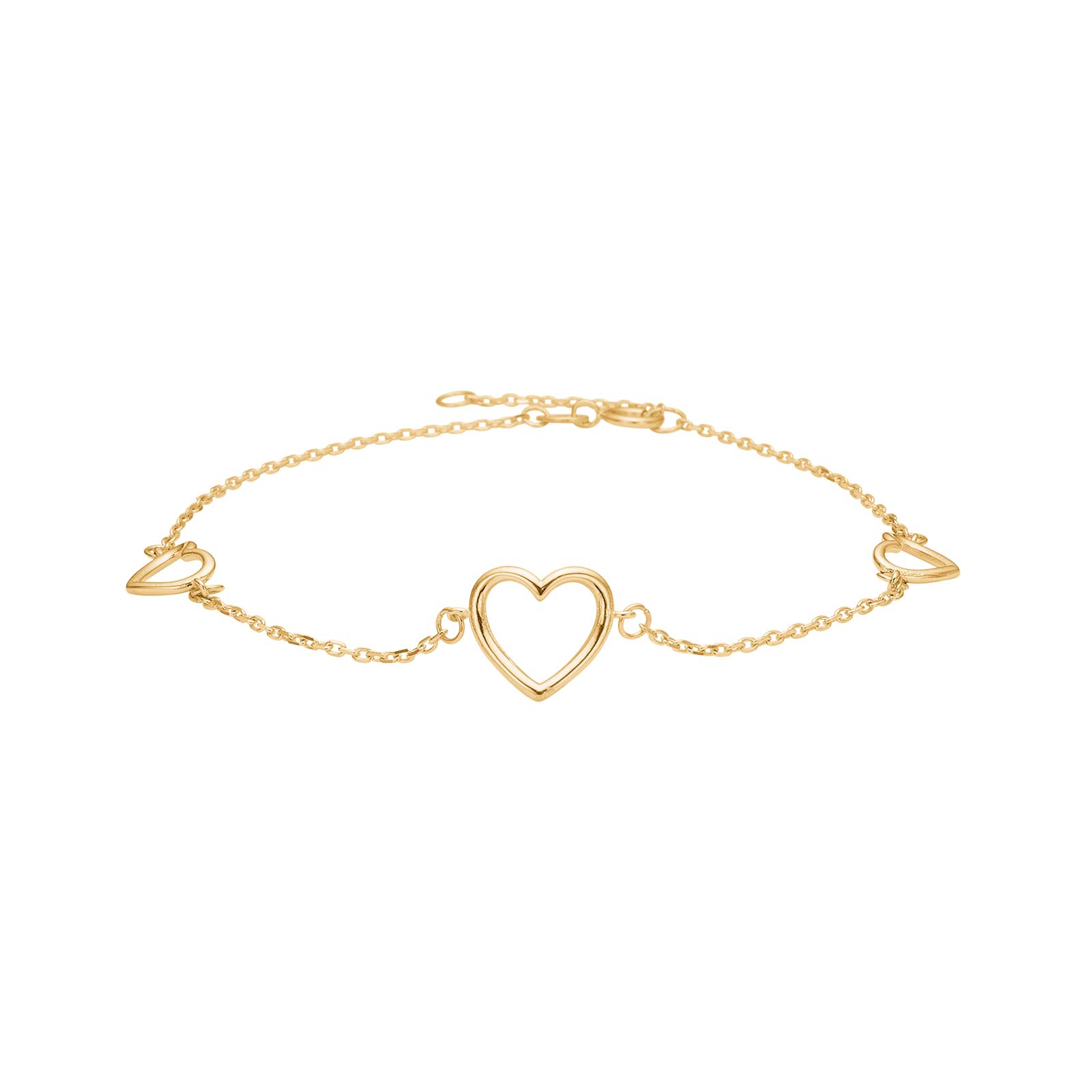 8kt. guldarmbånd m/3 hjerter