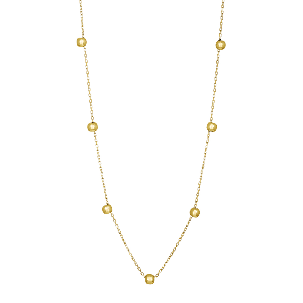 8kt. guldhalskæde m/7x3mm kugler