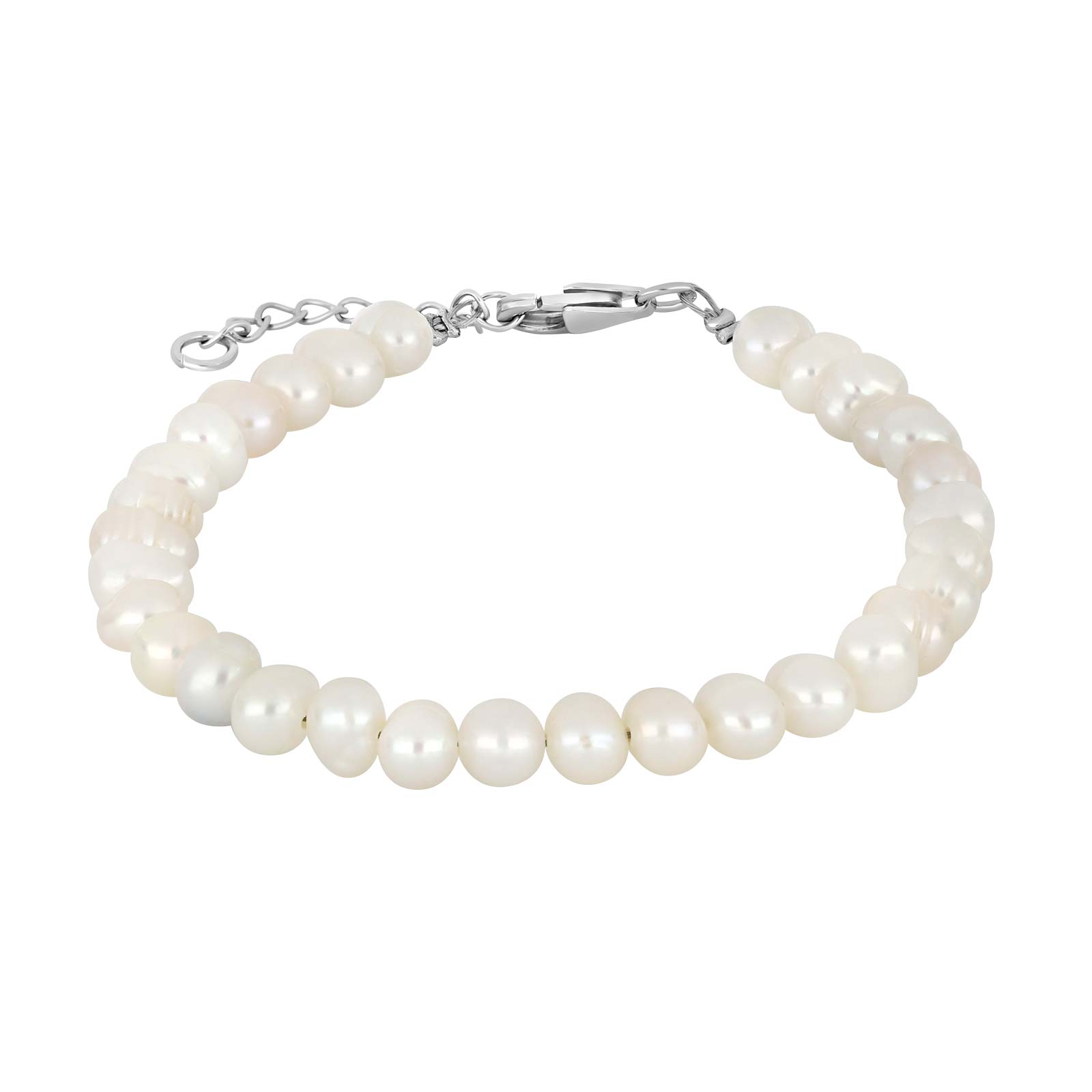 Ferskvandsperlearmbånd m/rhod. sølv lås 4 mm