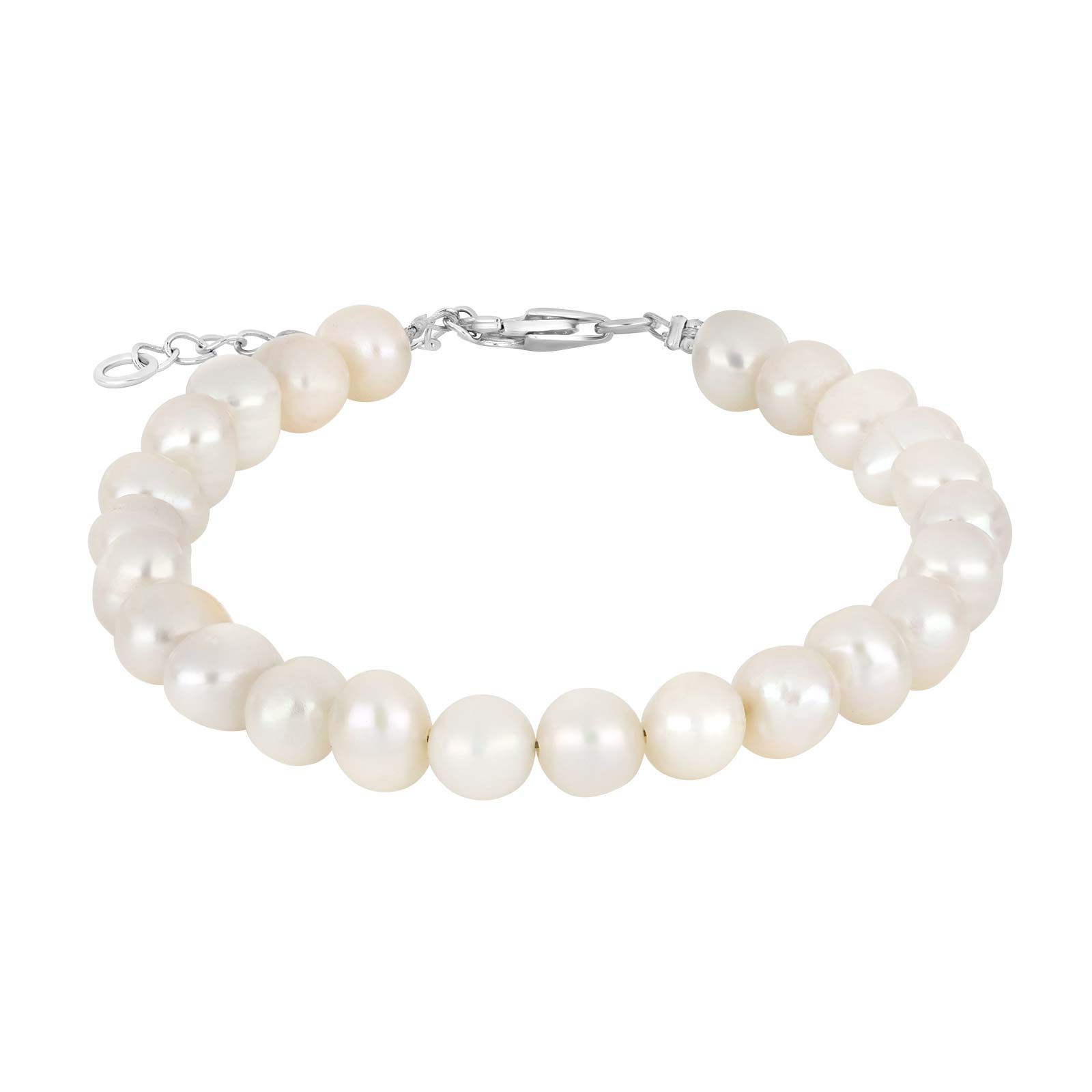 Ferskvandsperlearmbånd m/rhod. sølv lås 6 mm
