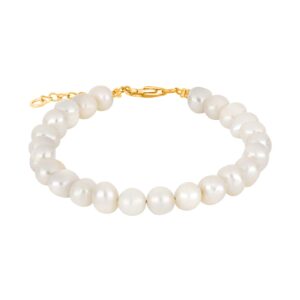 Ferskvandsperlearmbånd m/rhod. forg. lås 6 mm