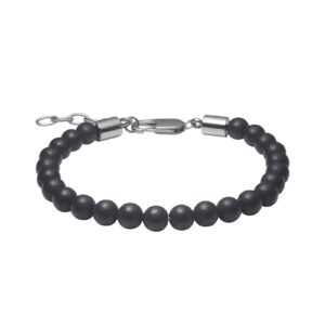SON armbånd mat sort onyx 6mm, 19cm - 23cm