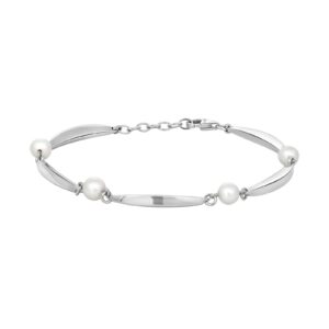 SIERSBØL Rhod. sølv banan&perle(FVP)armb.16,5+2