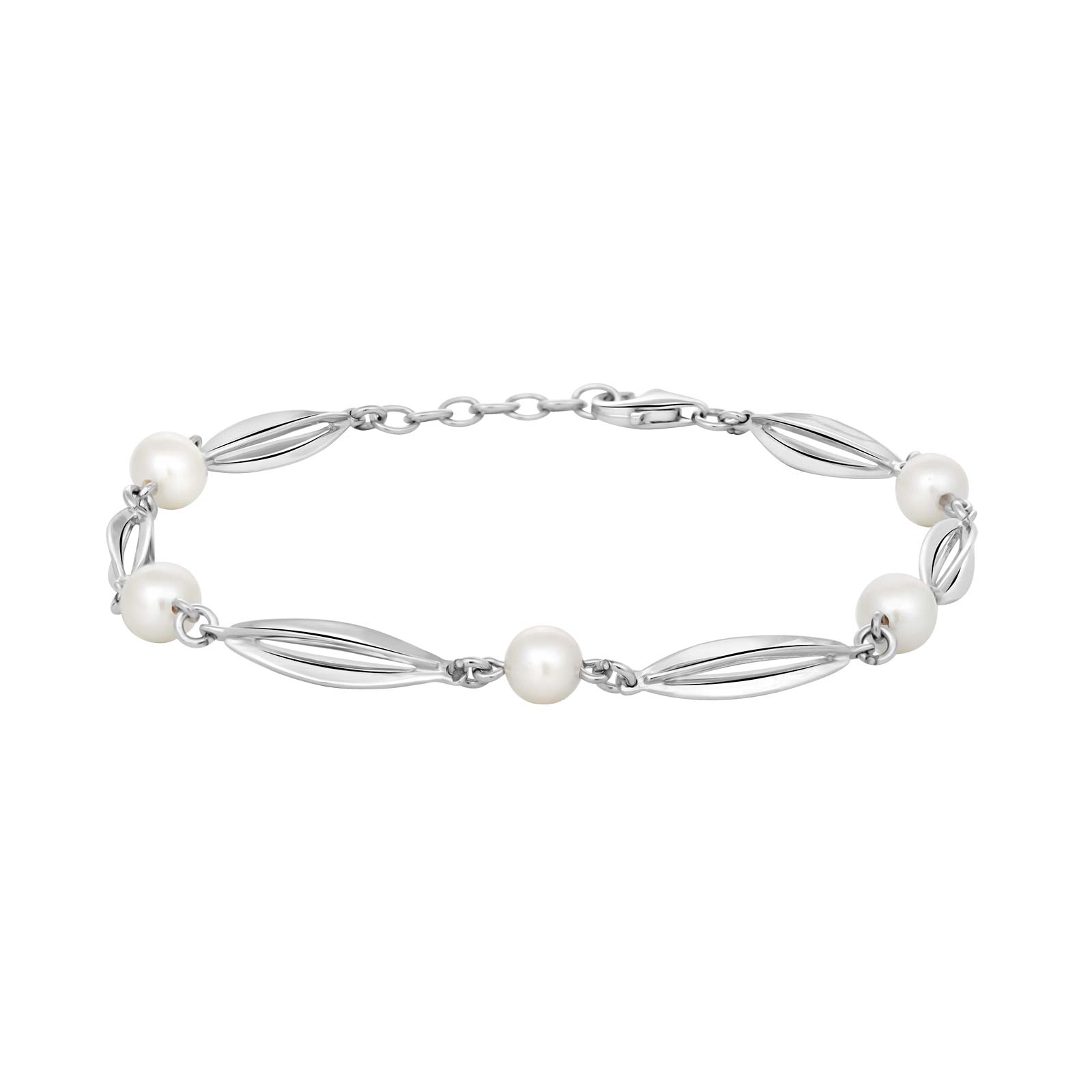 SIERSBØL Rhod. sølv bur&perle(FVP)armbånd 17,7+2