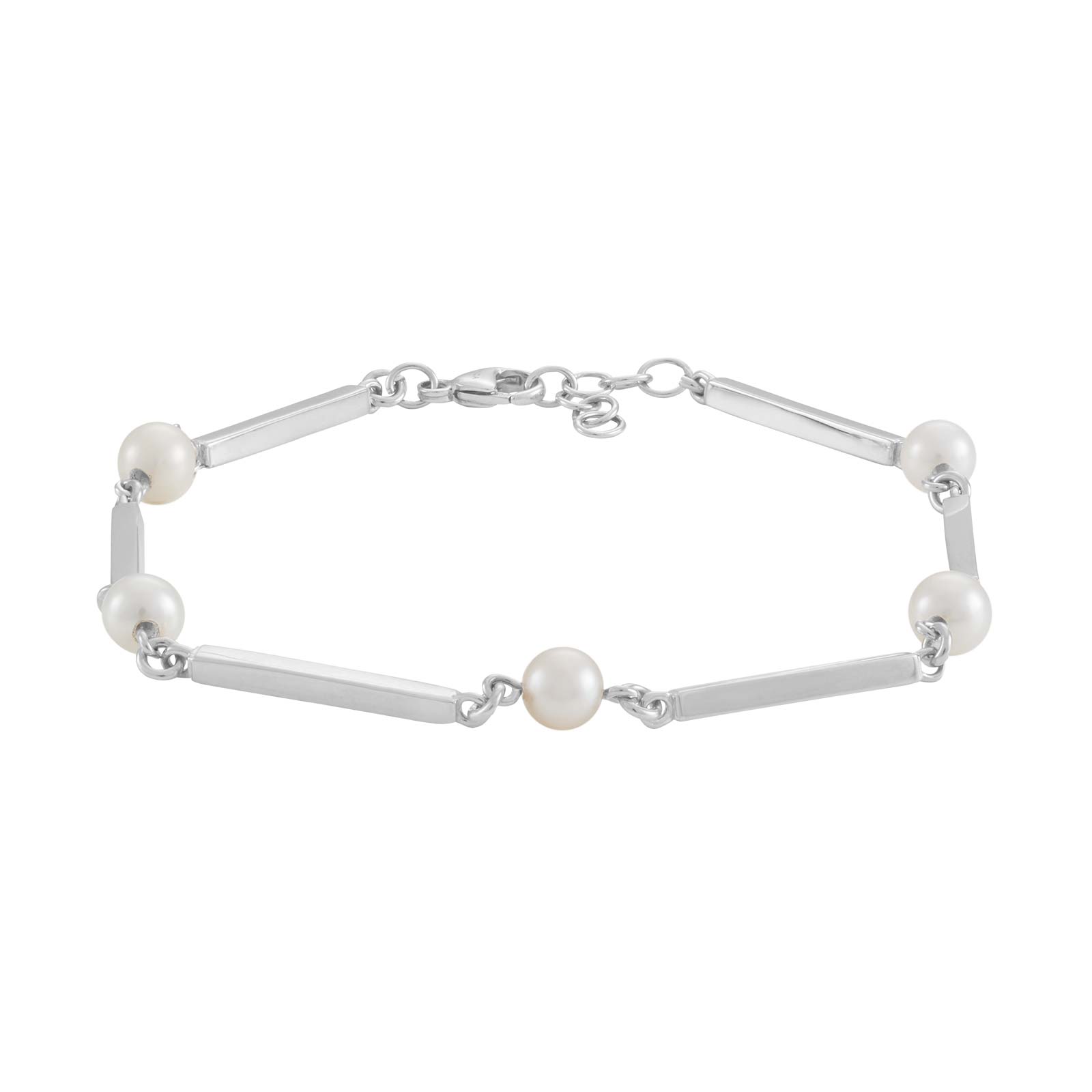 SIERSBØL Rhod. sølv pind & perle (FWP)armb. 18,5+2