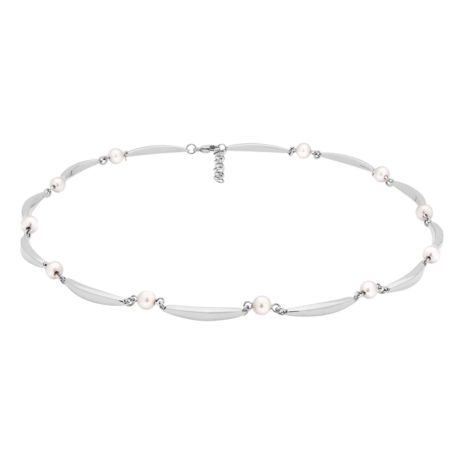 SIERSBØL rhod. sølv banan & perle(FWP)collier 40+3